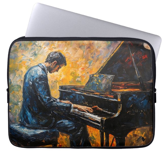 Piano Player - Ölgemälde Laptopschutzhülle (Vorderseite)