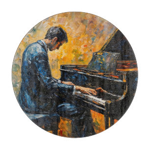 Piano Player - Ölgemälde Schneidebrett
