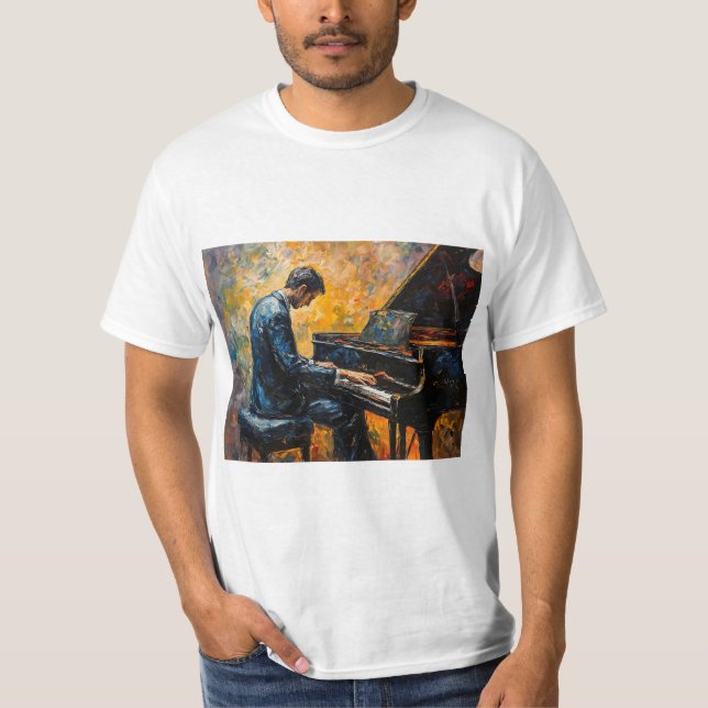Piano Player - Ölgemälde T-Shirt (Vorderseite)