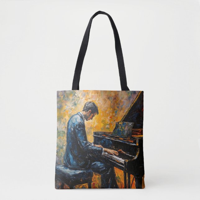 Piano Player - Ölgemälde Tasche (Vorderseite)