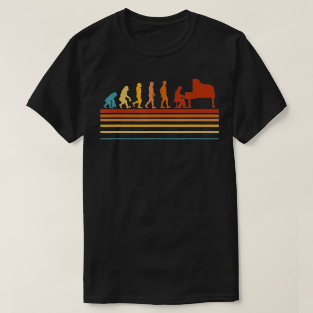 Piano Player Pianist Evolution Retro  T-Shirt (Design vorne)