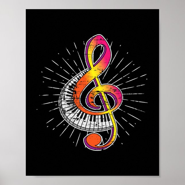 Piano Player Treble Clef Pianist Gift Classic Mu Poster (Vorne)