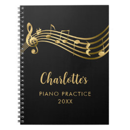 Piano Practice Gold Musiknoten Lehrer und Schüler Notizblock