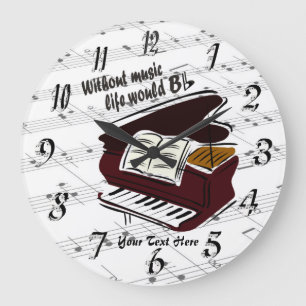 Piano - sans vie de musique horloge murale plate
