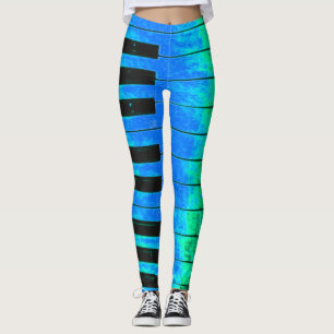 PIANO-Schlüssel Schwarz-Blau-Leggings Leggings
