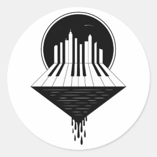 Piano Skyline Runder Aufkleber