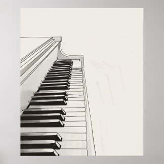 Piano spielt Musik minimalistisch in Line Art Poster