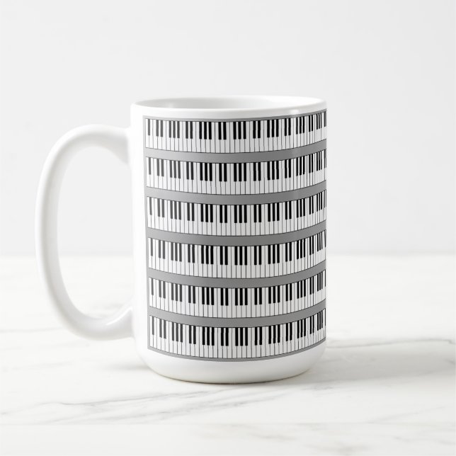 Piano-Tastatur in Schwarzweiß Kaffeetasse (Links)