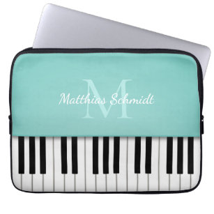 Piano Tastatur Mit Monogramm Personalisiertes Aqua Laptopschutzhülle