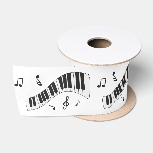 Piano-Tastatur, schwarz und weiß Satinband (Spule)