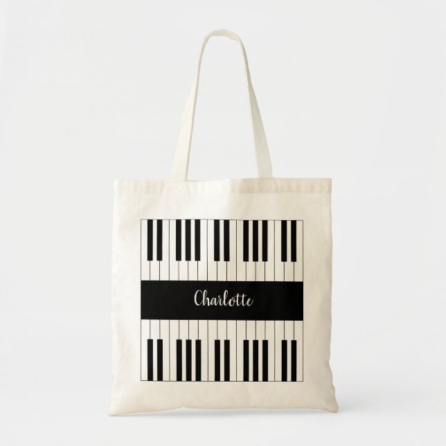 Piano-Tastatur, schwarz und weiß Tragetasche (Vorne)