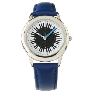 Piano-Tasten in Schwarz und Weiß mit eigenem Namen Armbanduhr