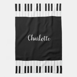 Piano-Tasten in Schwarz und Weiß mit eigenem Namen Geschirrtuch
