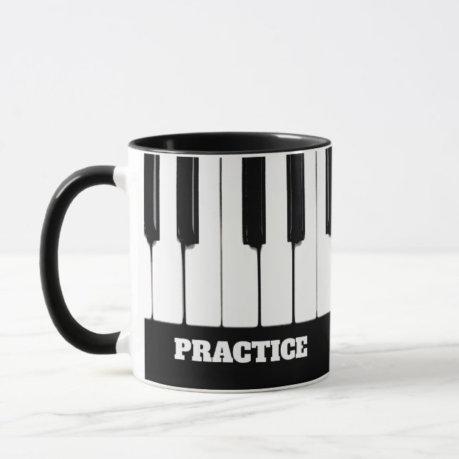 Piano-Tasten "Üben" Anpassbare Text-Tasse Tasse (Links)