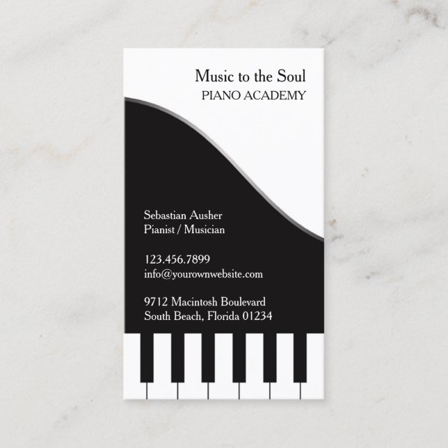 Piano Teacher Business Card Visitenkarte (Vorderseite)