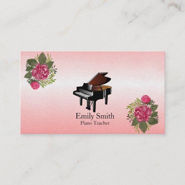 Piano Teacher Business Card Visitenkarte (Vorderseite)