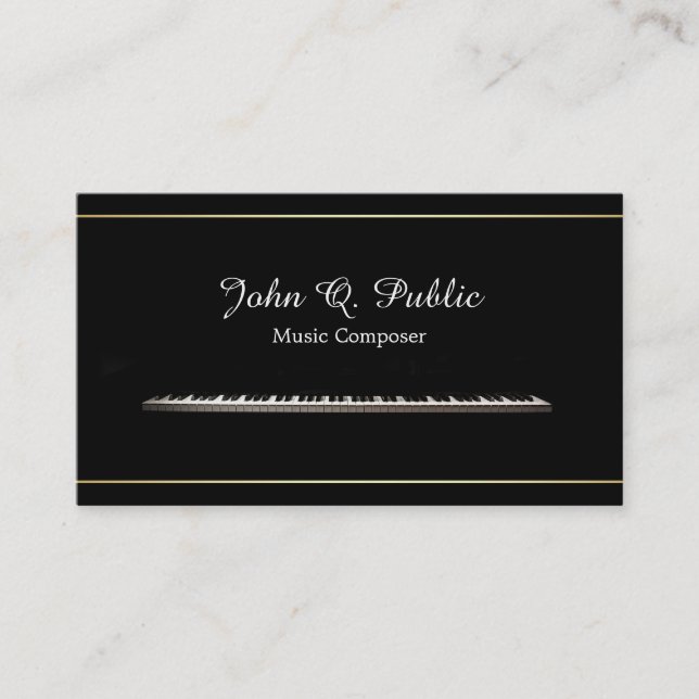 Piano Teacher Musikcomposer Berufliches Elegant Visitenkarte (Vorderseite)