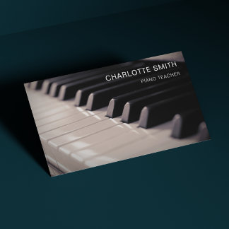 Piano Teacher Navy Blue Modern Business Card Visitenkarte