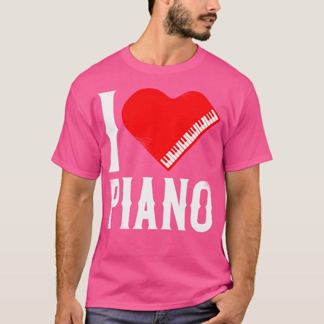 Piano Teacher Pianist Heart I Love Piano T-Shirt (Vorderseite)
