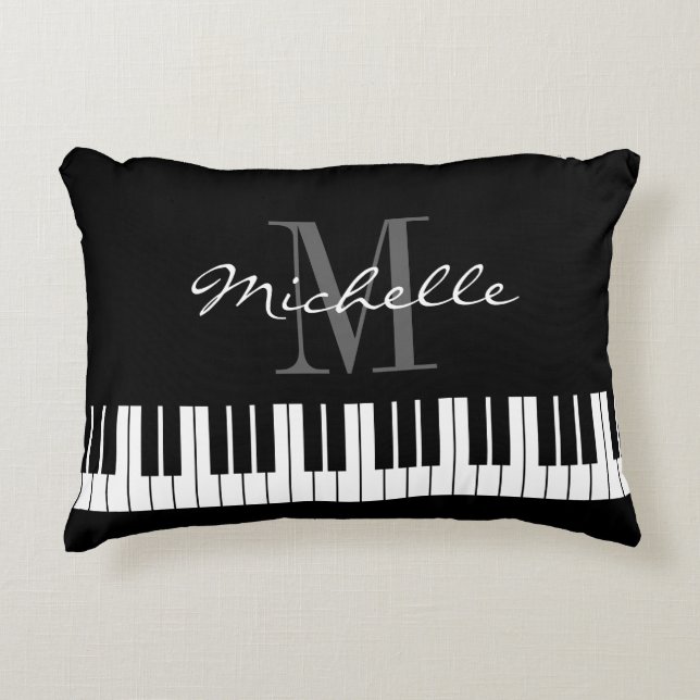 Piano-Tontasten, monogramm Akzent Kissen (Vorderseite)