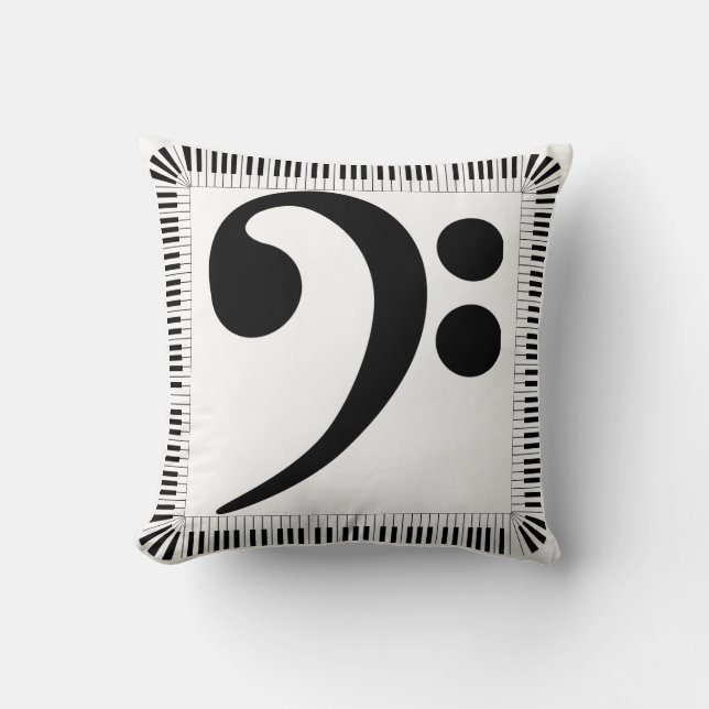 Piano Treble Bass Clef Kissen 16" x 16" (Vorderseite)