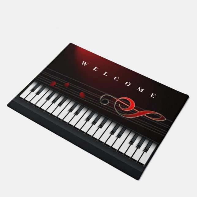 Piano Treble Clef Fußmatte (Schrägansicht)