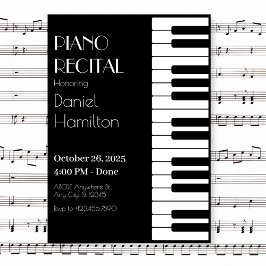 Piano-Tube in Schwarz-Weiß Einladung