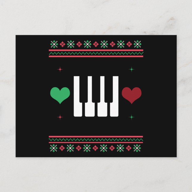 Piano Uggge Weihnachts Sweater Pianist Xmas Postkarte (Vorderseite)
