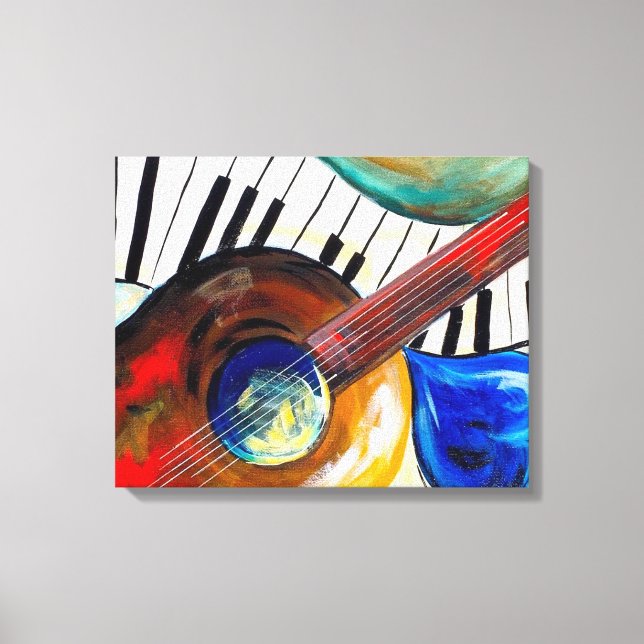 Piano und Gitarre Leinwanddruck (Vorderseite)