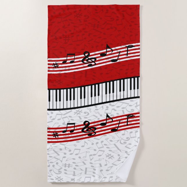 Piano und Musik machen rotes Strandtuch (Vorderseite)