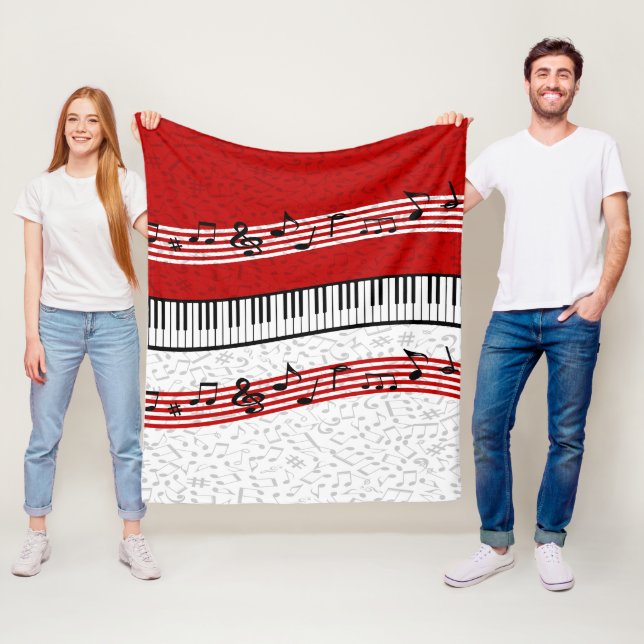 Piano und Musik zeichnen rote Fleecedecke (Beispiel)