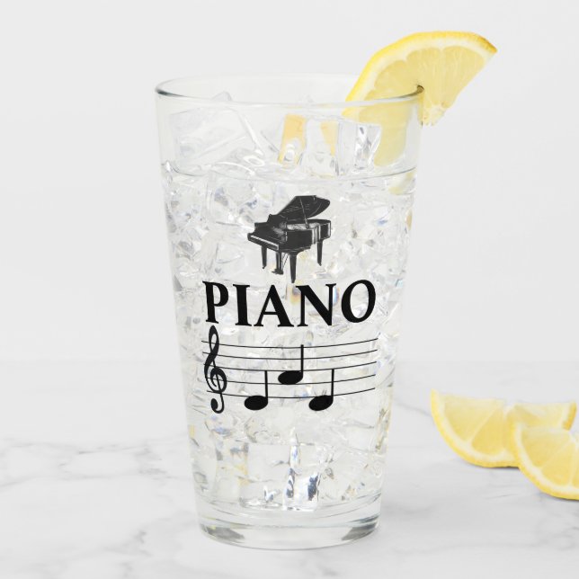 Piano Vater Grand Piano Pianist Musiknote Glas (Rückseite Ice)