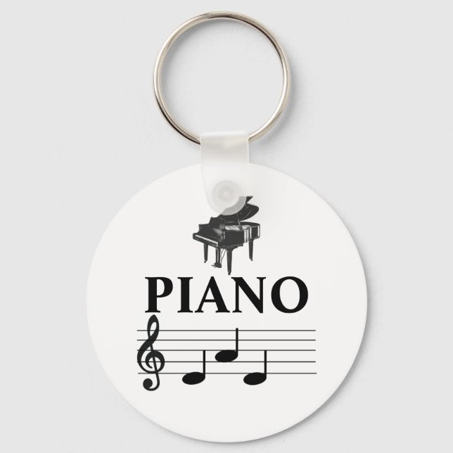 Piano Vater Grand Piano Pianist Musiknote Schlüsselanhänger (Vorderseite)