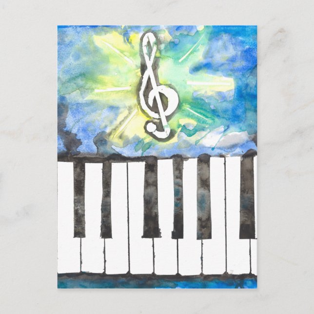 Piano Watercolor Postkarte (Vorderseite)