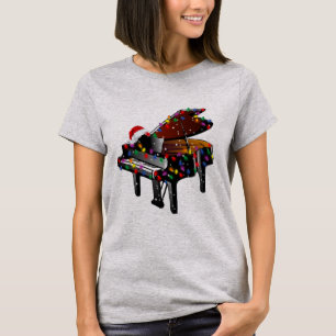 Piano Weihnachtsmannmütze Weihnachtsbaum Lieben z T-Shirt