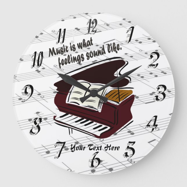 Piano -  What Feelings Sound Like Round Wall Clock Große Wanduhr (Vorderseite)