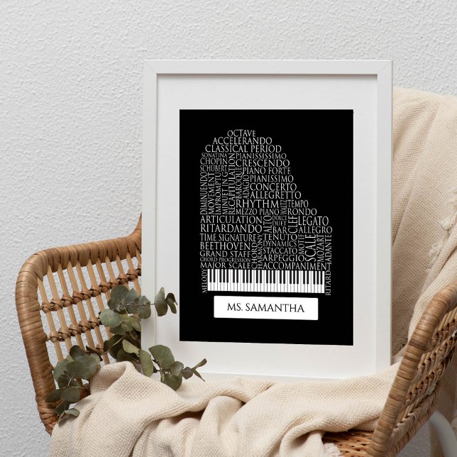Piano Word Cloud-Geschenk für Klavierlehrer Poster (Von Creator hochgeladen)