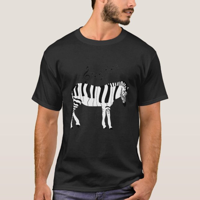 Piano Zebra Funny Stripes Animal Musical Instrumen T-Shirt (Vorderseite)