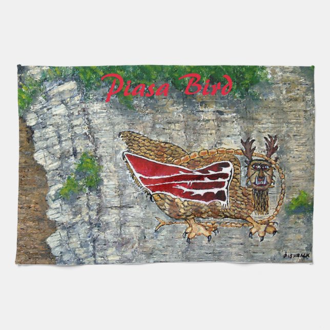 Piasa Bird Illinois Native American Legende Geschirrtuch (Horizontal)