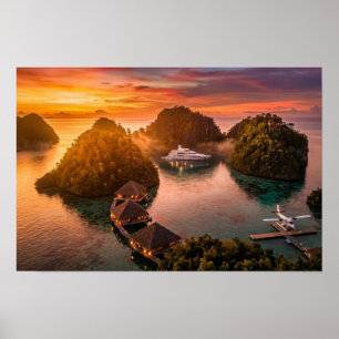 Piaynemo Sonnenuntergang Raja Ampat Tropische Inse Poster