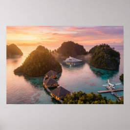 Piaynemo Sunrise Raja Ampat Tropical Island Art Poster