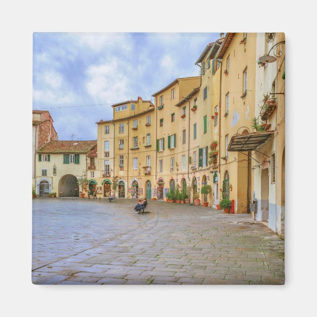 Piazza Anfiteatro, Lucca City, Italien Magnet (Vorne)
