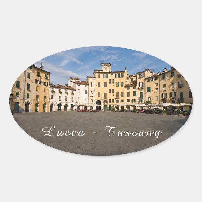 Piazza Anfiteatro Platz in Lucca - Toskana, Italie Ovaler Aufkleber (Vorderseite)