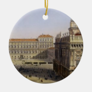 Piazza Castello, Turin, graviert von F. Citterio Keramik Ornament