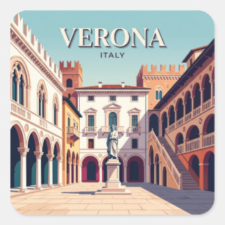 Piazza dei Signori Verona Italy Quadratischer Aufkleber