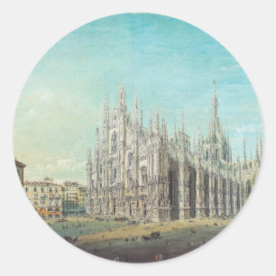 Piazza del Duomo in Mailand von Carlo Bossoli Runder Aufkleber