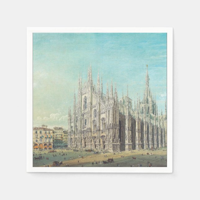 Piazza del Duomo, Mailand by Carlo Bossoli Serviette (Vorderseite)