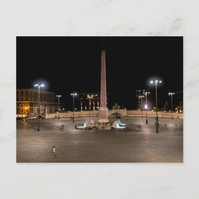 Piazza del Popolo am Abend - Rom, Italien Postkarte (Vorderseite)
