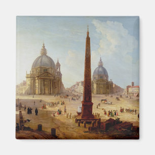 Piazza Del Popolo, Rom (Öl auf Leinwand) Magnet