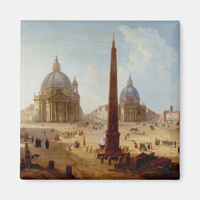 Piazza del Popolo, Rom (Öl auf Leinwand) Magnet (Vorne)